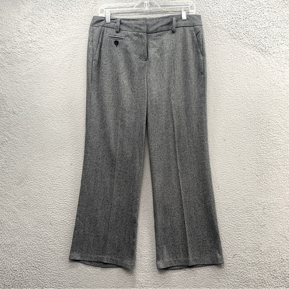 Sandro Dress Pants Women’s 10 Petite Gray Micro Herringbone Crop Straight Leg